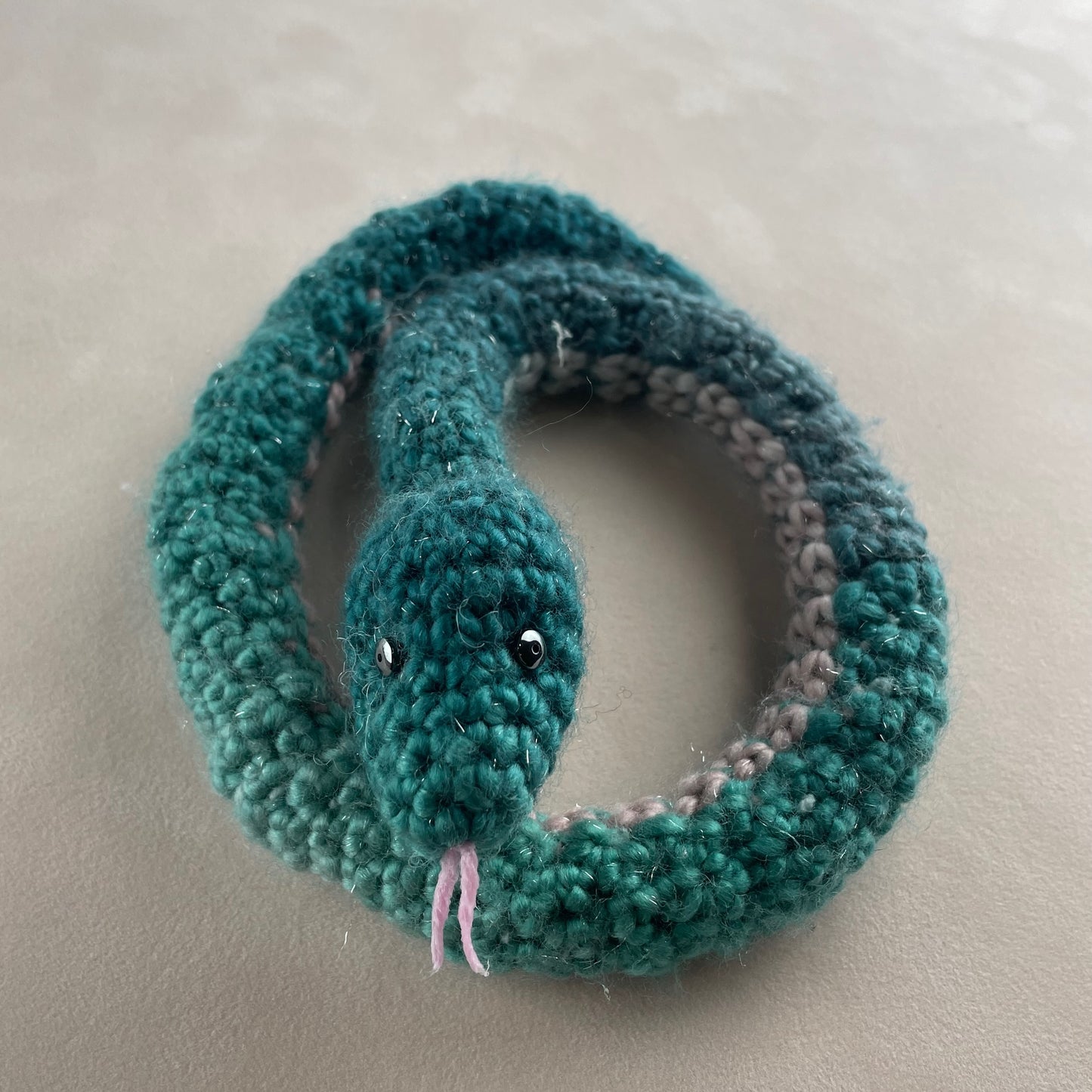 Crochet rainbow snake. Hand made crochet toy, cute, cheerful, Halloween decor