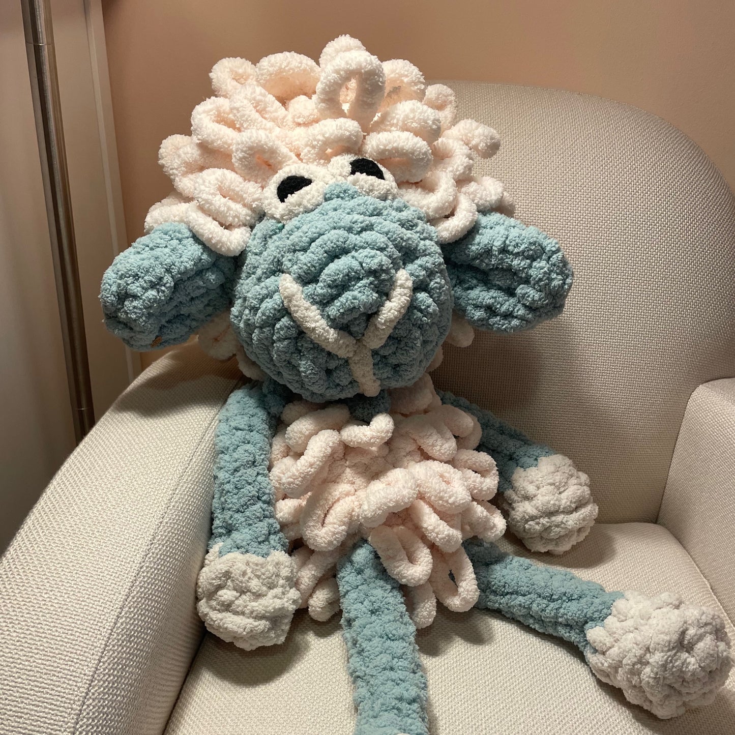 Cuddle sheep. Big hand made crochet toy, plush, cute