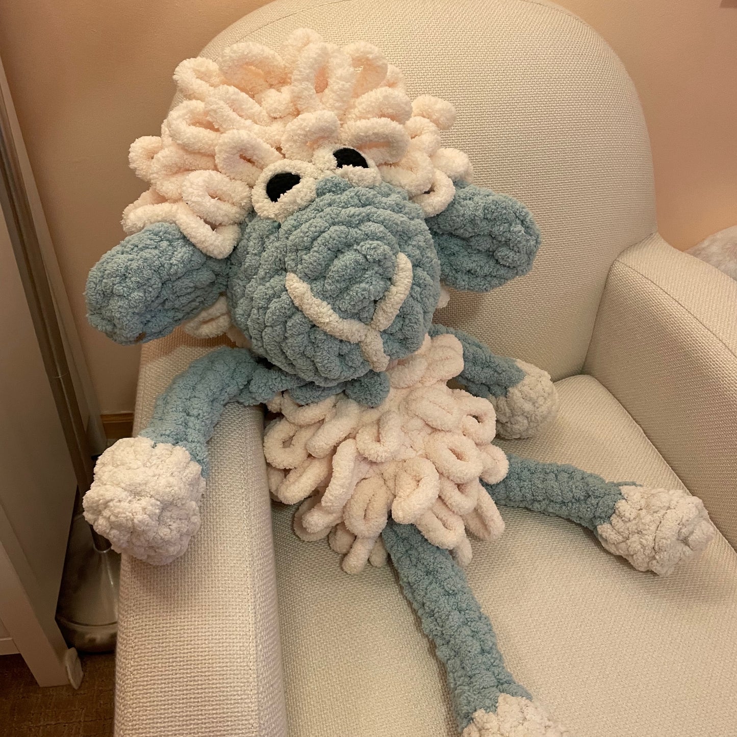 Cuddle sheep. Big hand made crochet toy, plush, cute