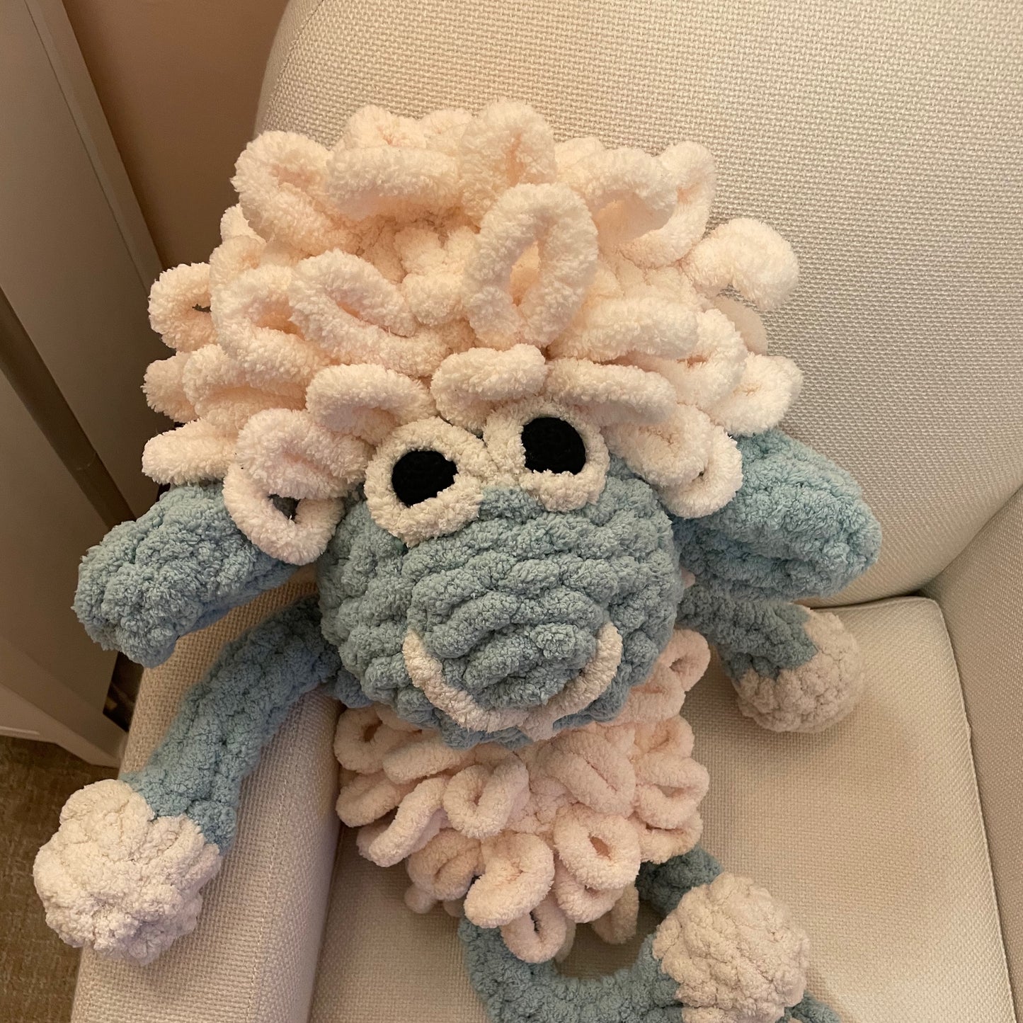 Cuddle sheep. Big hand made crochet toy, plush, cute