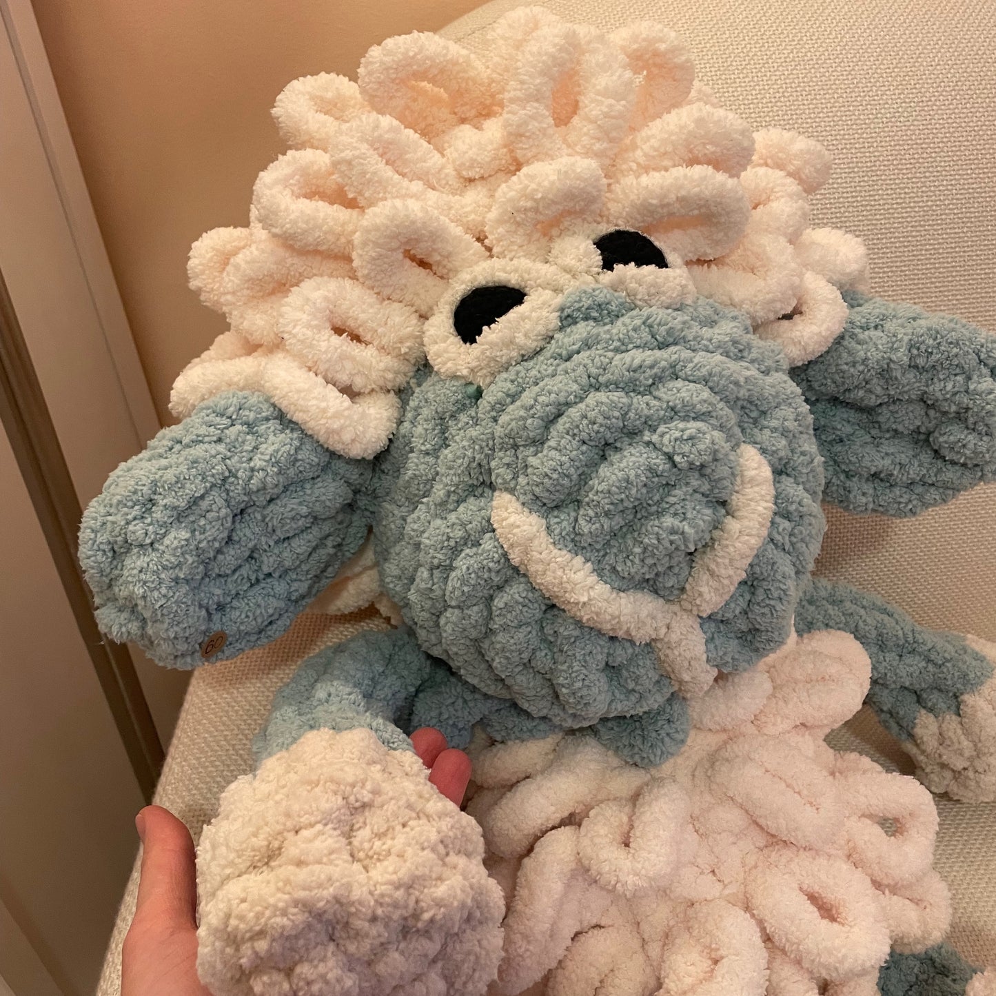 Cuddle sheep. Big hand made crochet toy, plush, cute